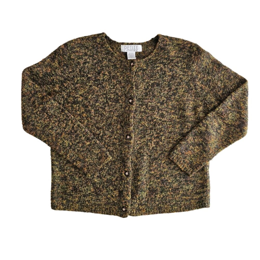 Petite Sophisticate Space Dye Bouclè Wool Acrylic Round Neck Cardigan | EUC | MP - Picture 8 of 14